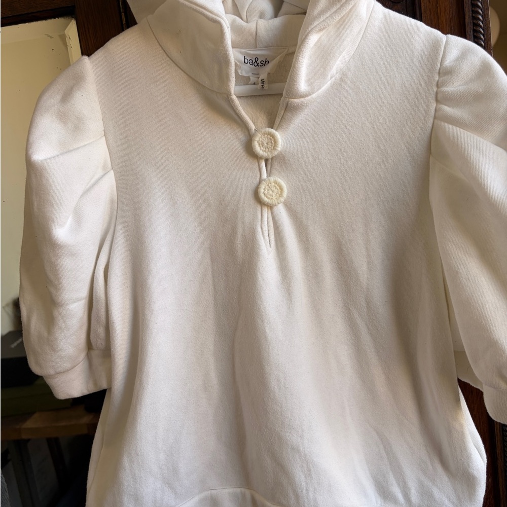 Ba&Sh Kids Cream Buttoned Hoodie